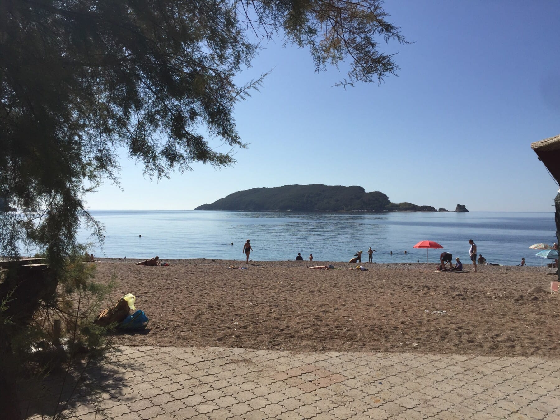 View of St Nikola Island from Slovenska Plaza Beach