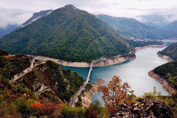 Bridge over the Piva Lake in Montenegro