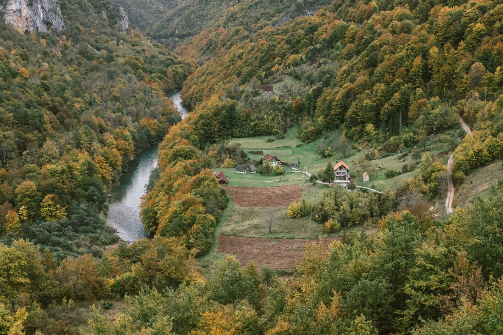 Autumn Tara river canyon in Montenegro
