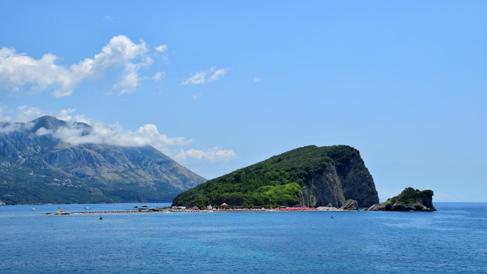 Panoramic view on island of St. Nicholas near Budva, Montenegro