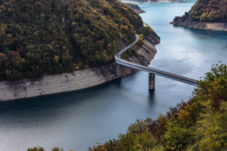 Piva Canyon with its fantastic reservoir. Montenegro, Balkans, Europe.