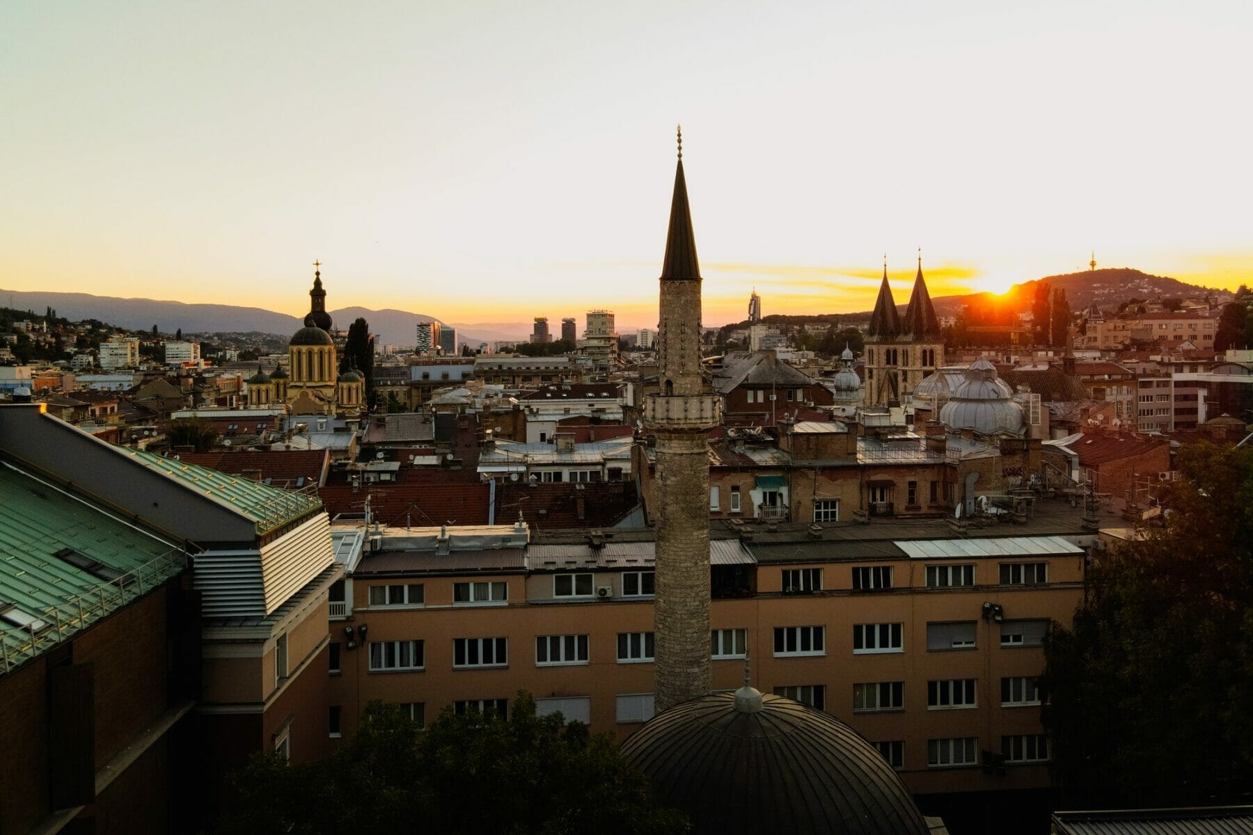 View of the historic center of Sarajevo, Bosnia and Herzegovina