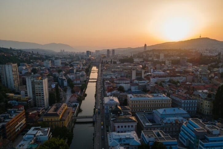 View of the historic center of Sarajevo, Bosnia and Herzegovina