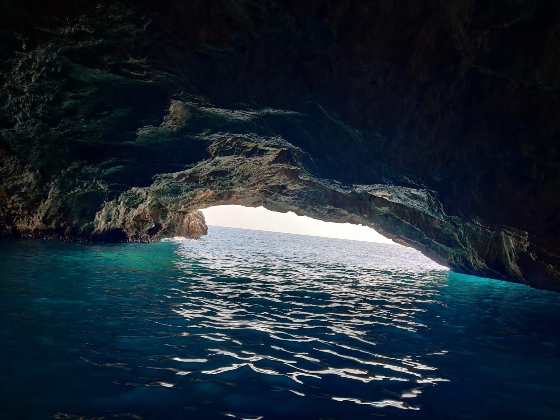 View of the Blue Cave entrance from the inside